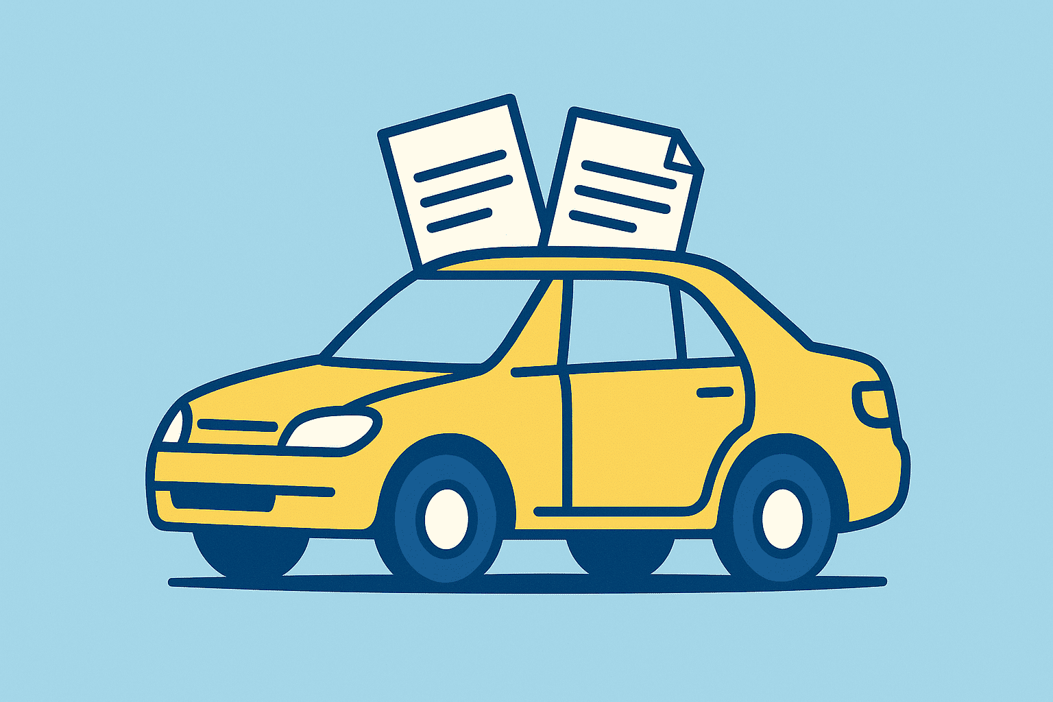 Illustration humoristique d’une voiture jaune avec deux PV sur le pare-brise, symbolisant la charge de responsabilités prises à la place des autres.